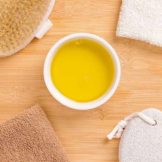 Lavender Bath Oil, Herbal Infused Moisturizing Body Oil for Women with Organic Jojoba Calendula Thyme Vetiver for Relaxation & Dry Skin, Blissful Earth Scent with Pump 7.5 oz