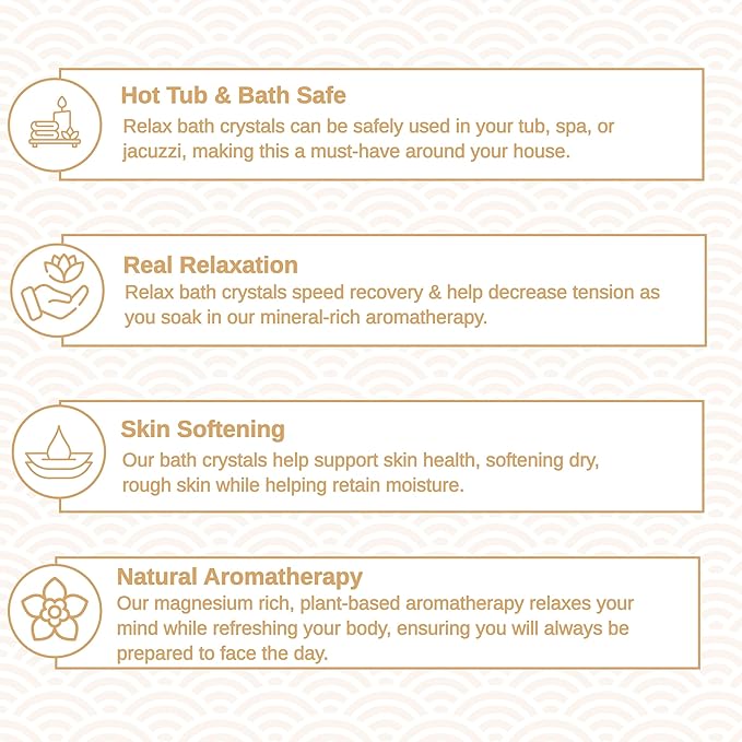 Relax Spa & Bath, Epsom & Dead Sea Salts, Aromatherapy Bath Salts for Hot Tub, Bath, or Spa, Infused with Magnesium, Warm French Vanilla Scent