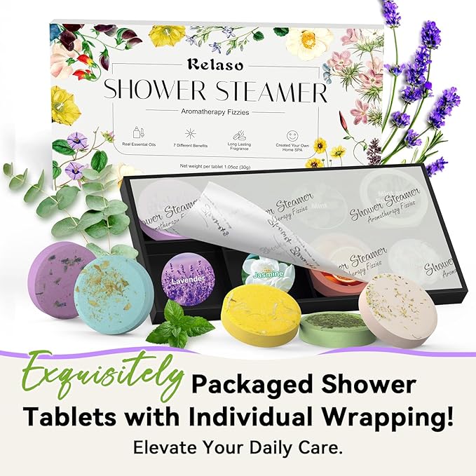 Shower Steamers Aromatherapy 8 Pack, Birthday Gifts for Women Men & Luxury Gift Box Packaging, Premium Shower Bombs with Natural Essential Oils, Home Spa Stress Relief, Relaxation Self Care