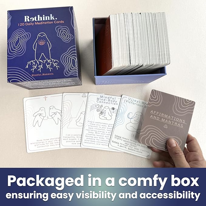 QUOKKA Meditation Cards - 120 Cards for Adults - Anxiety Relief Items Affirmation Cards for Mental Health - Calming Self Care for Women - Perfect Mindfulness Gift for Adult