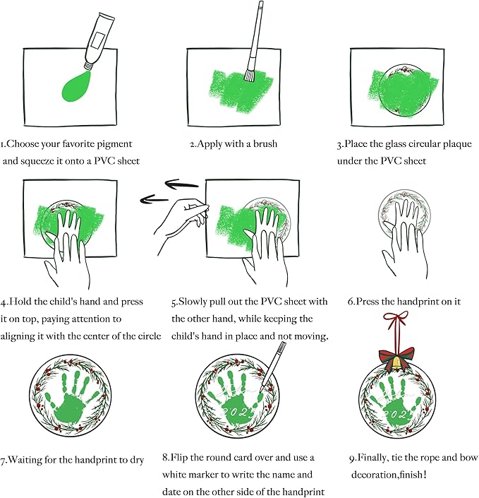 Stylor Baby's First Christmas Ornament 2025 - DIY Clear Plastic Flat Ball Handprint Kit Keepsake, for Newborn Boy or Girl, My 1st Xmas Tree Hanging Snowflakes Decoration