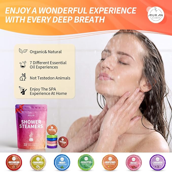 Shower Steamers Aromatherapy 21-Pack Shower Bombs Birthday Day Gifts for Her Him Mom Wife, Eucalyptus Rose Lavender Mint Essential Oil, Bath Bombs Girlfriend Birthday Self Care Gifts for Women,Men