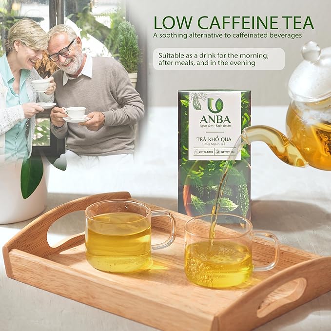 ANBA Bitter Melon Tea Bags, Black Tea & Stevia Herbal Blend, 20 Count | Caffeine-Free | No Sugar Added | Authentic Herbal Tea | ISO HACCP Certified