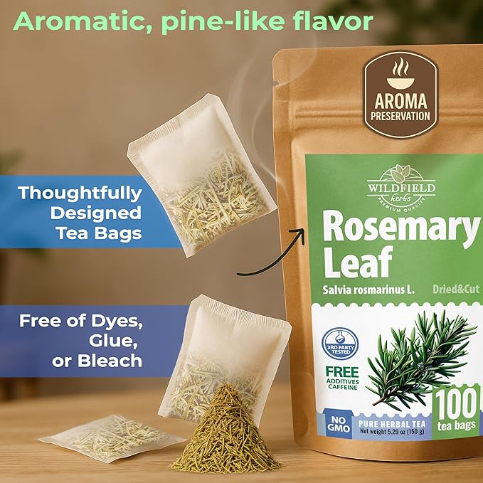 100 Bags Rosemary Tea Herbal Tea (Salvia Rosmarinus) - 100 Count 1.5g Bags Rosemary Herb Te De Romero