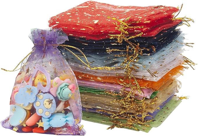 100 Pcs Mixed Colors Organza Gift Bags Small Jewelry Pouches Wedding Jewelry Bag 2x3 Inch Favour bags Lavender Bag for Wedding Birthday Party Christmas Candy Mesh Bags