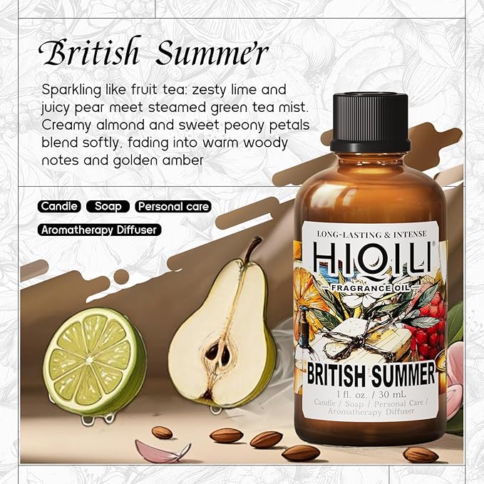 HIQILI British Summer Fragrance Oil for Diffuser, Inspired by Bvr.Berry Women Brit-Sumr, Candle & Soap Making, Bath Bombs - Fresh Sweet Notes, Long-Lasting Aroma - 1 Fl Oz