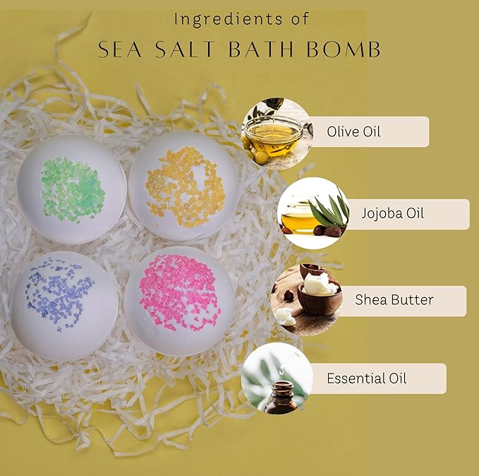 Gemstone Soap & Bath Bomb Set- Relaxing Spa Gift for women- Mothers day gift set- 4 Decorative scented Rock Soap with Crystals and 4 Fizzy Bath Bomb- with Natural Ingredients & Essential Oil