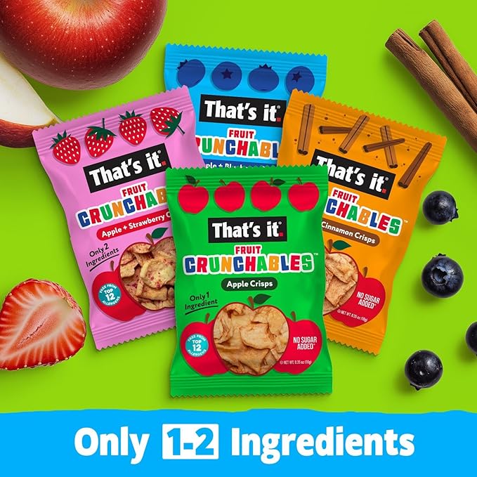 That's it. Fruit Crunchables Variety Pack, Fruit Snacks for Kids, 100% Fruit Crisps, Plant-Based, Non-GMO, Gluten-Free, No Sugar Added (16 Pack)