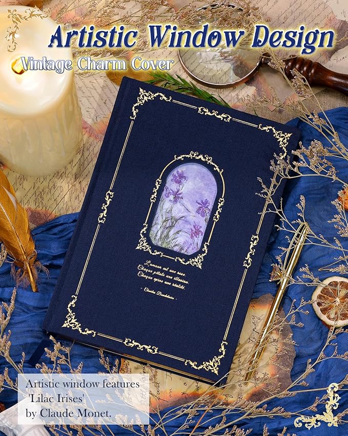 Thick Journal Notebook for Women & Girls, 360 Pages A5 Writing Journaling Notebook with Paintings, Women Journal for Writing, Vintage Journal with Gift Box & Pen for Women Gift Ideas (Midnight Blue)