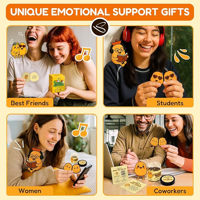 Emotional Support Potato Affirmation Jar - Funny Birthday Gifts For Women Friends Coworkers, Cute Positive Affirmations Cards Desk Decor, Back To School Teen Girl Gifts Trendy Stuff