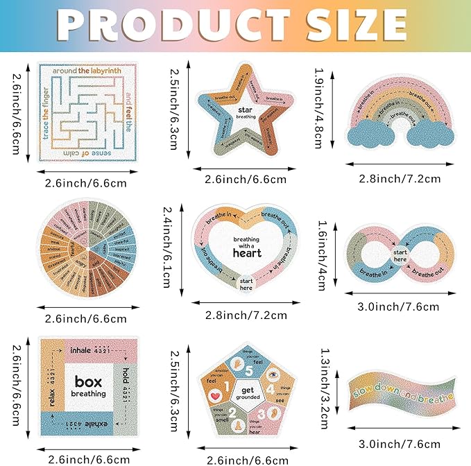 Libima 72 Pieces Anxiety Sensory Stickers Textured Stickers Fidget Mindfulness Sticker School Counselor Supplies Adult Sensory Items Anxiety Relief, 9 Styles(Pastel Color)