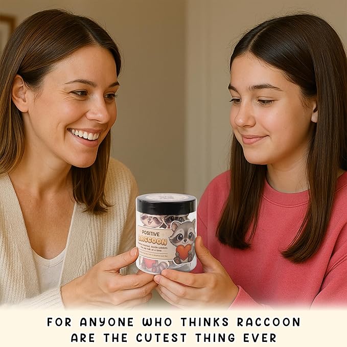 Positive Raccoon Jar β 60 Positive Affirmation Cards for Women, Mindfulness Cards, Stress Relief & Self Care Gifts for Women, Teen Girl, Birthday Gift for Her, Friendship Gift, Raccoon Gifts