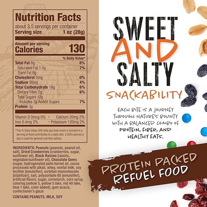 Natural Cravings Trail Mix Snack Dried Fruit Mix & Nuts Mix with Chocolate Chips, Peanuts, Cranberries, Raisins, Walnuts, Tropical Fruits (12 Pack, Nut & Chocolate Mix)
