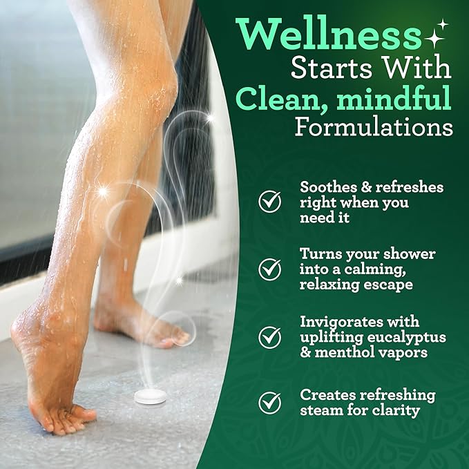 GuruNanda Eucalyptus Vapor Shower Tablets, Clean-Dissolving Aromatherapy Shower Steamers with Eucalyptus & Menthol, Promotes Relaxation, Ideal for Gifting, 30 Count