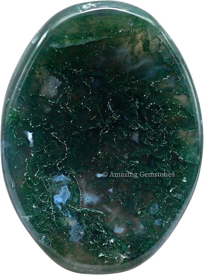 Amazing Gemstone Moss Agate Worry Stone Crystals and Healing Stones - Worry Stones for Stress Relief Gifts - Piedra Crystal Fidget for Meditation, Calming, Relaxation