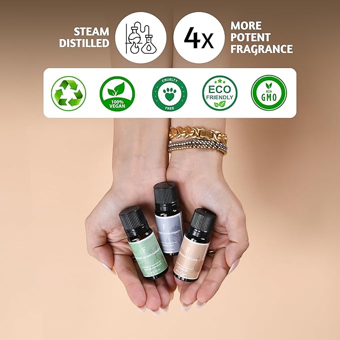 Folkulture Essential Oils for Diffuser for Home | Set of 6 Essential Oil Set | Essential Oil for Candle Making | Essential Oils for Soap Making - Frankincense, Lavender Oils for Relaxation