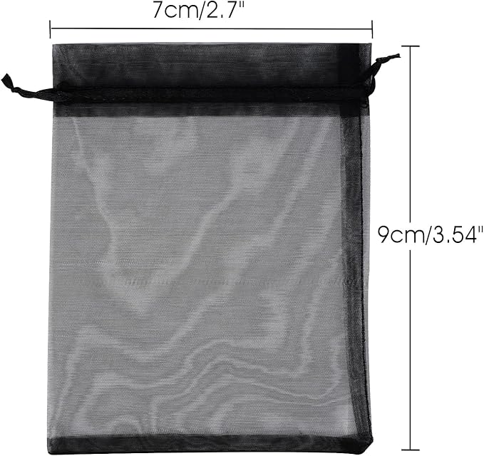 100 Pcs Organza Gift Bags Black Small Jewelry Pouches Wedding Jewelry Bag 2x3 Inch Favour bags Lavender Bag for Wedding Birthday Party Christmas Candy Mesh Bags