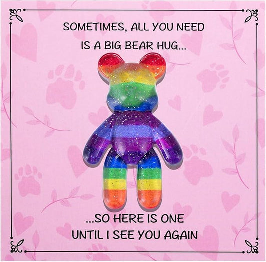 Pocket Bear Hug, Anxiety Relief Gifts for Women Men, Mental Health Positivity Gift, Thinking of You Gifts, Emotional Support Gift, Comforting Present for Son Daughter Back to School, Rainbow