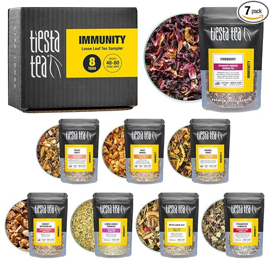 Tiesta Tea - Herbal & Rooibos Tea Sampler Dry Flight Set, Loose Leaf, No Caffeine Blend, Makes Hot & Iced, Assorted Herbal, Rooibos, Fruit Blends & More, 8 Resealable Sample Pouches