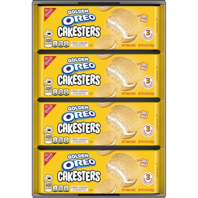 OREO Golden Cakesters Soft Snack Cakes, 8-3.03 oz Snack Packs