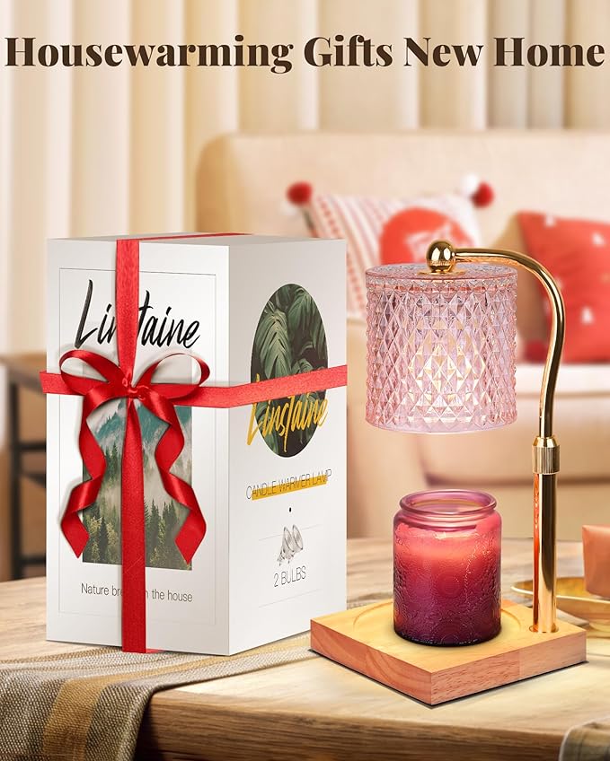 Candle Warmer Lamp with Timer Dimmer Adjustable Height, White Elephant Gifts for Women, House Warming New Home Decor Gifts for Mom, Electric Wax Warmer for Jar Candles, Pink