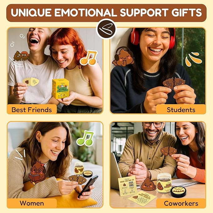 Positive Poo Affirmation Jar - 60 Funny Affirmation Cards For Women Men, Emotional Support Poop Gifts, Cute Birthday Gifts For Teens Girl Trendy Stuff, Unique Inspirational Gift For Him Her