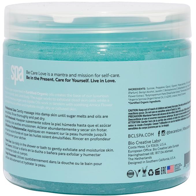 BCL Spa Critical Repair organic sugar scrub with Arnica and Aloe Vera, Hydrating & Exfoliating Body Scrub, Soothing & Nourishing organic botanical extracts & oils for hands, body, and foot spa, 16 oz