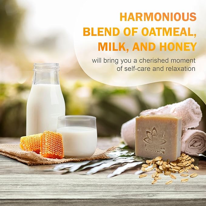 100% Natural Goat Milk Soap Bar with Real Raw HONEY and GOAT MILK - Mild and Soft Cold Process Soap Bar | Handmade in USA (Goat Milk and Honey)