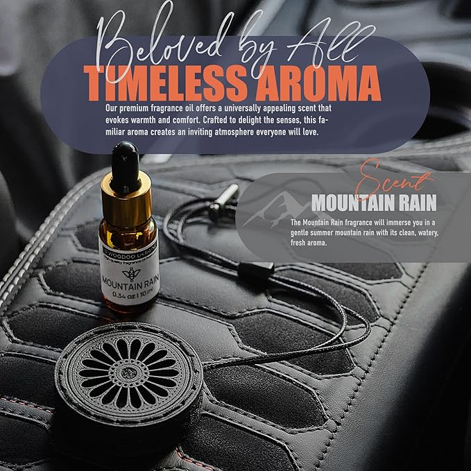 Wood Car Air Freshener — Handmade Air Freshener — Best Wheels Aromatherapy Fragrance Oil Diffuser in Wooden Gift Box — Ready To Gift Set with Mountain Rain Fragrance Oil - 10 ml