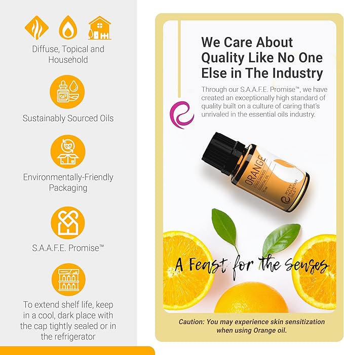 Rocky Mountain Oils Orange Essential Oil - 100% Pure and Natural Aromatherapy Essential Oils for Diffusers, Topical, and Home - 15ml