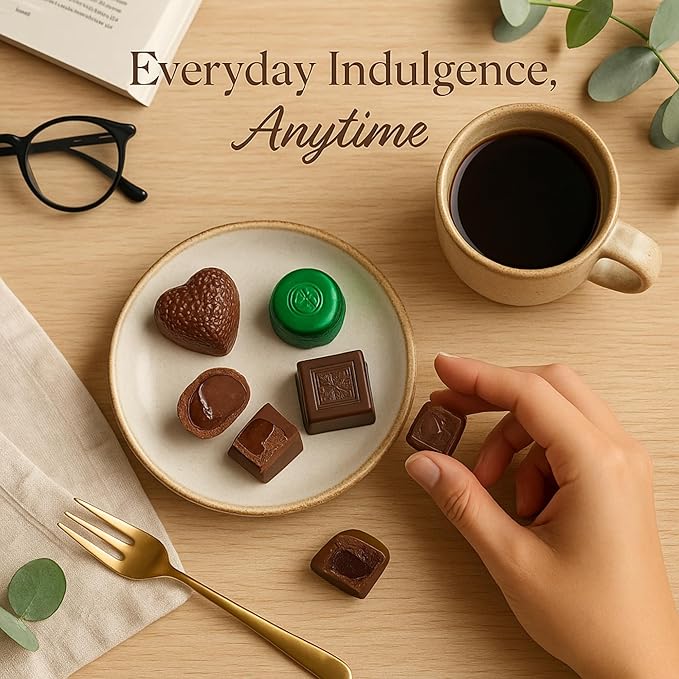 Andy Anand Luxury Vegan Dark Chocolate Gluten Free Truffles Praline Collection (24 Pieces), Dairy Free, Soy Free, Sesame Free, Allergy Friendly, Delicious Decadent Belgian Truffles