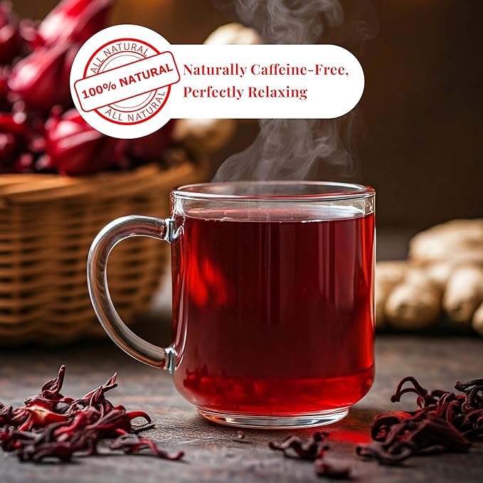 Akshit Hibiscus Tea With Moringa Leaves, Hibiscus Tea Blend, 75Tea Bags, Te De Hibisco, Caffeine Free, Sugar Free, Non GMO, No Additives.