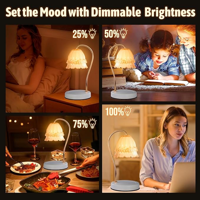 GEEZO Fragrance Candle Warmer Lamp,Electric Candle Warmer with Timer & Dimmer,Mom Christmas Birthday Gifts for Women, House Warming Gifts New Home Bedroom Decor