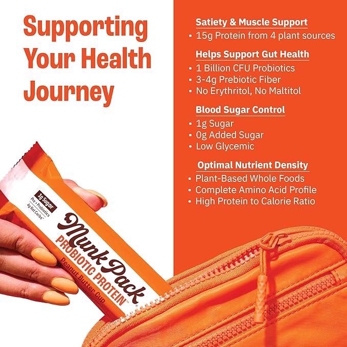 Munk Pack 15g Probiotic Keto Protein Bars - Low Sugar, High Protein -1g Sugar, 4g Net Carbs. Vegan + Plant Based Gut Health. Low Carb Healthy Snack Bar. Peanut Butter Cup- 12 Count