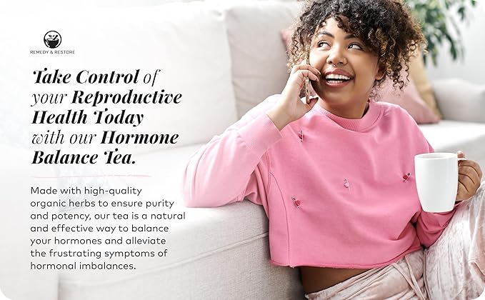 Remedy & Restore Herbal Tea for Hormone Balance - Natural Menstrual Cycle Support, Spearmint Flavor, Loose Leaves, 1 Count