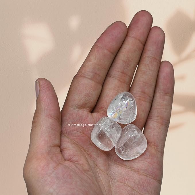 Amazing Gemstone Clear Quartz Crystals and Healing Stones Tumbled - 1 Oz Clear Quartz Stone, Natural Healing Stones for Energy Balance, Stress Relief - Polished Gems Rocks