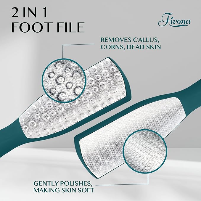 Fivona Foot Care Kit 3 in 1 - Foot Soak Blend with Epsom Salt, Tea Tree and Essential Oils - Collapsible Foot Soak Basin - Dual Action Foot File