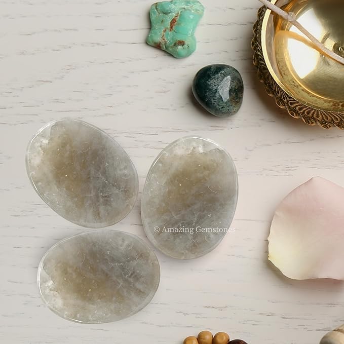 Amazing Gemstone Smoky Quartz Worry Stone Crystals and Healing Stones - Worry Stones for Stress Relief Gifts - Piedra Crystal Fidget for Meditation - Unique Stocking Stuffers and Birthday Gifts