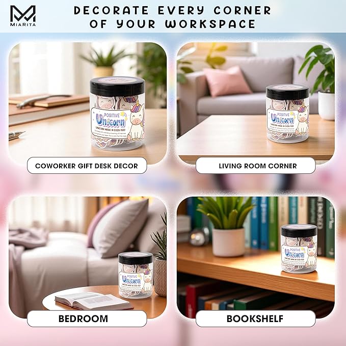 Positive Unicorn Jar, Emotional Supports Unicorns 60 Affirmation Cards, Back to School Gifts for Girls Teacher, Birthday Gift for Women Teen Girls, Friends Daughter Mom Wife, Unicorn Desk Decor