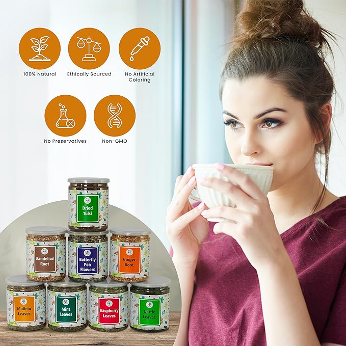 Loose Leaf Tea Set | Upto 450 Servings | Set of 8 teas for Wellness and Flavor Enthusiasts | Experience Blissful Infusion & Refreshing Aromatic Teas! | 100% Natural Ingredients | by Yogi's Gift®