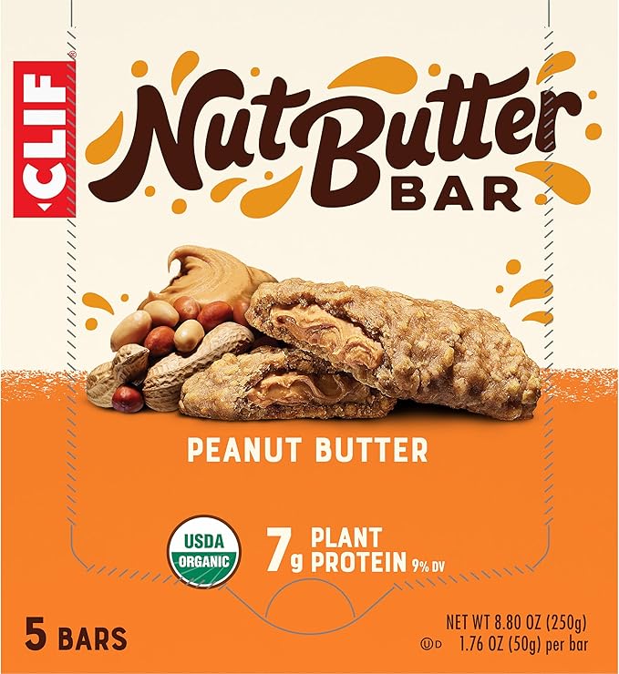 CLIF Nut Butter Bar - Peanut Butter - Filled Energy Bars - Non-GMO - USDA Organic - Plant-Based - Low Glycemic - 1.76 oz. (5 Pack)