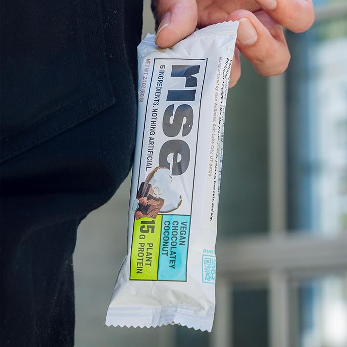 Rise Pea Protein Bar - Chocolately Coconut | Breakfast Bar & Protein Snack 15g Protein Just 5 Whole Food Ingredients Non-GMO Gluten-Free Soy Free