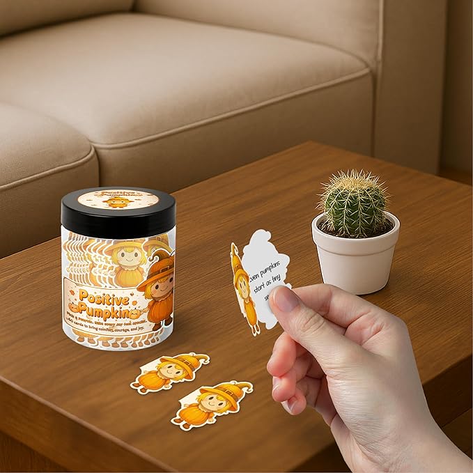 Positive Pumpkin Jar with 60 Daily Affirmation Cards, Emotional Support Pumpkin, Thanksgiving Decorations, Pumpkin Decorations, Pumpkin Gift, Thanksgiving Gifts, Fall Gifts For Women