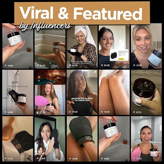 Exfoliating Glove Kessa Mitt Body Scrubber - Dead Skin Remover Shower Glove for Dead Skin Scrubbing and Deep Pore Cleansing - by MoroccanSource (1 Pack Black with soap Sample)