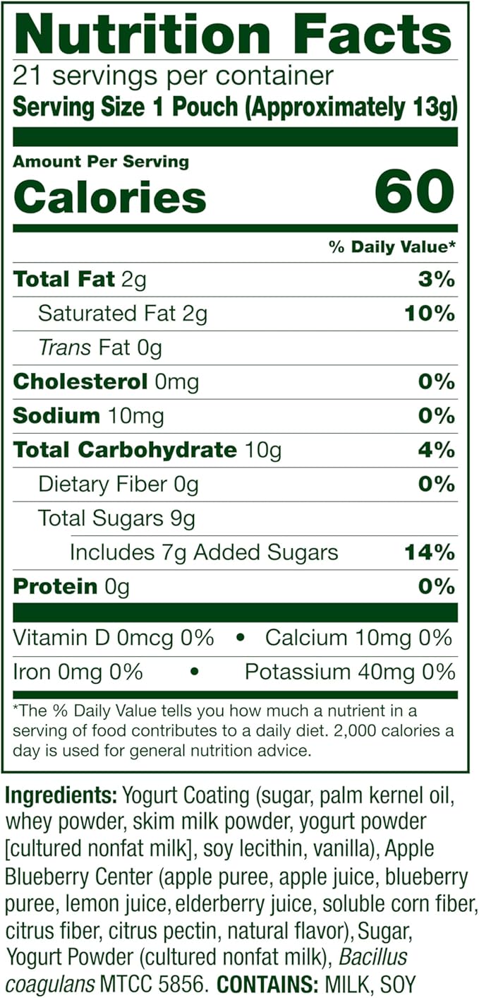Align Yogurt Coated Probiotic Fruit Bites, Added Probiotic Helps Support Digestive Health, Apple Blueberry Flavor, 21 Pouches