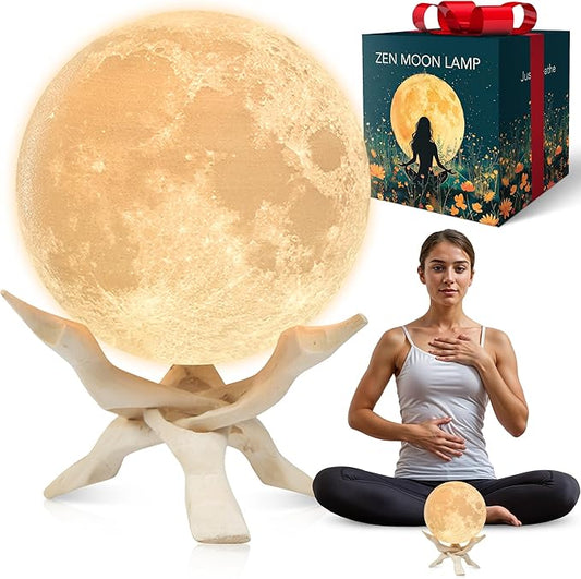 Zen Moon Lamp - Visual Meditation Light for Relaxation and Mindfulness - Guided Breathing Night Light - Spiritual Christams Gifts for Women, Mom, Best Friend 2025 - Unique Decor for Bedroom (5.5 inch)