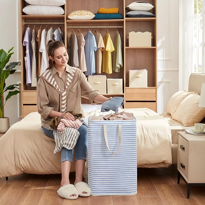 Lifewit 2 Pack Laundry Hamper Large Collapsible Laundry Baskets, Freestanding Waterproof Clothes Hamper with Easy Carry Handles in Laundry Room Bedroom Bathroom College Dorm for Adults, Blue, 2 x 80L