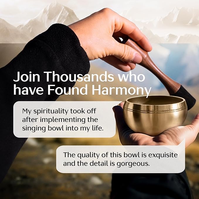 Tibetan Singing Bowl Set – Authentic Plain Design – Sound Bowl & Meditation Bowl with Cushion, Mallet & Guide – Spiritual Decor Enhancements – Mindfulness Gift Set – Chakra Healing Tools