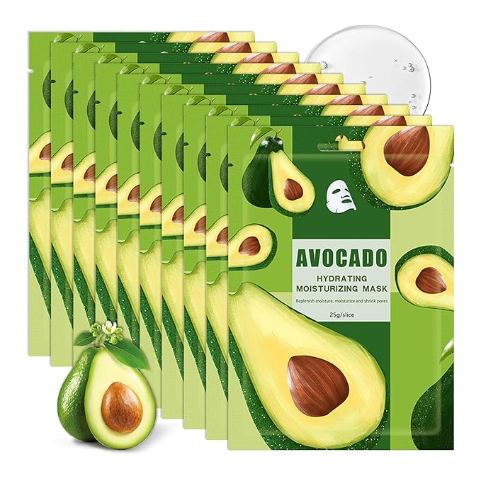 10PCS Hydrating Facial Sheet Mask,Moisturizing Face Masks Skincare Gift Set,Long Lasting Face Mask Skin Care & Facial Mask Kit for All Skin Types 08