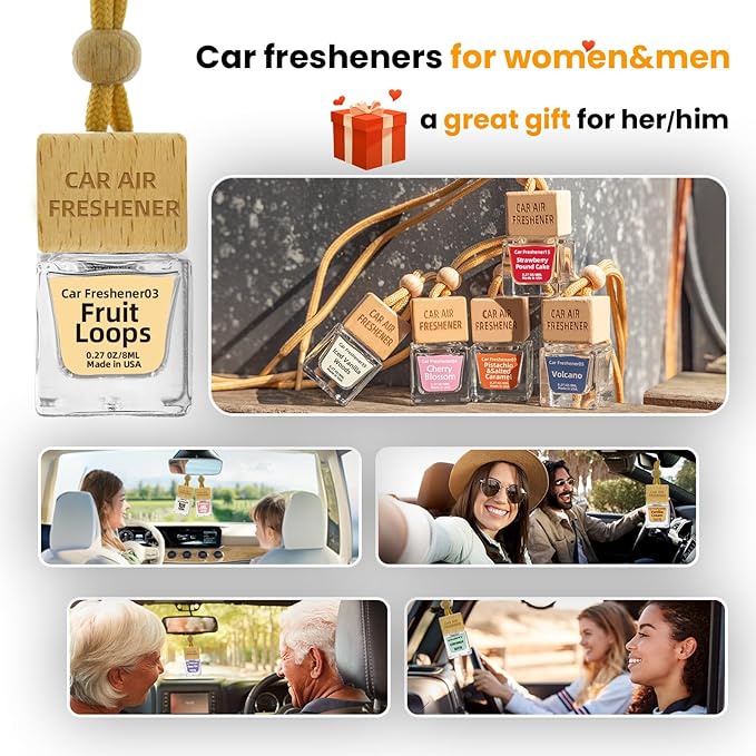 Car Air Freshener Hanging Diffuser – Long-Lasting Essential Oil Scent (Up to 60 Days) – Non-Toxic & Eco-Friendly – 2-Pack Auto Fresheners Made in USA